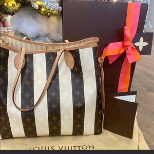 100% AUTHENTIC LOUIS VUITTON monogram LIMITED EDITION Rayures Neverfull